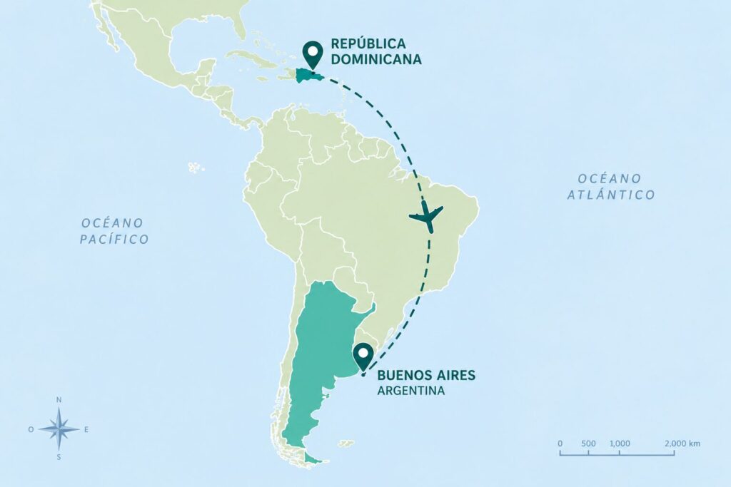 Ruta para llegar a la Plata desde República Dominicana